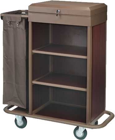 Baggage trolley with copper finish and black platform