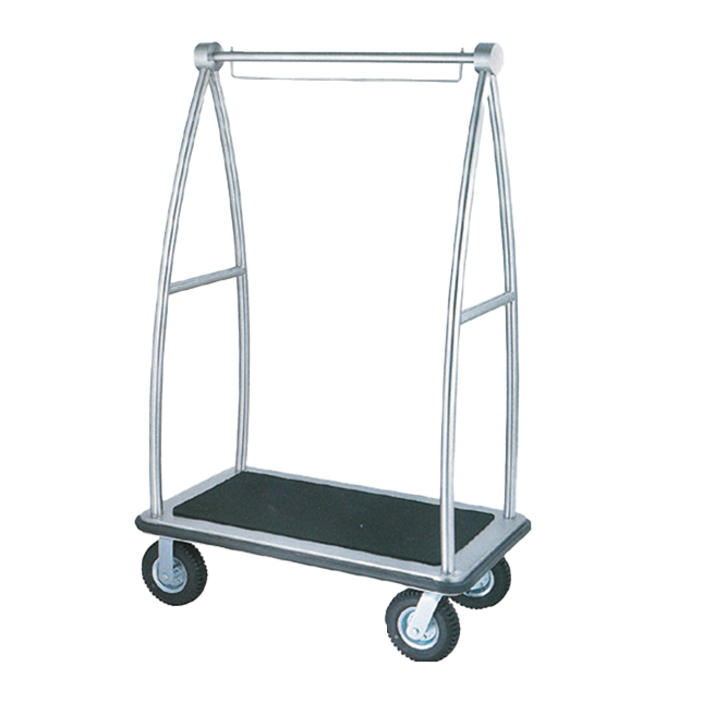 Baggage trolley with copper finish and black platform