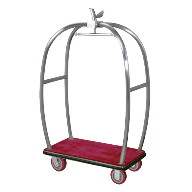 Baggage trolley with copper finish and black platform