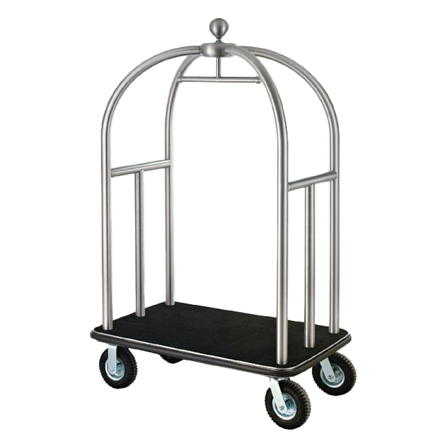 Baggage trolley with copper finish and black platform